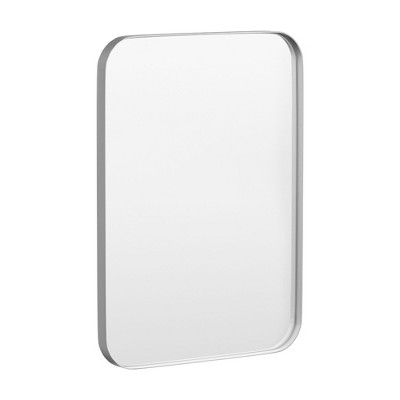 Tempered Glass Rounded Rectangle Framed Wall-Mounted Bathroom Vanity Mirror
