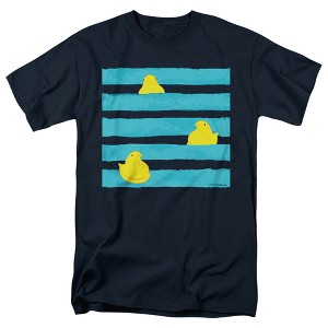 Easter Peeping Behind Stripes Adult T-Shirt Navy - 1 of 4