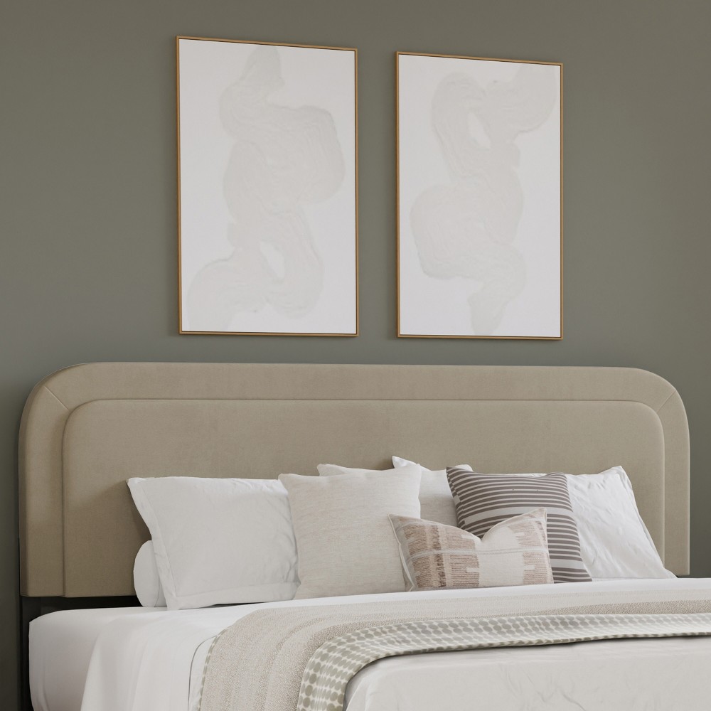 Photos - Bed Frame Hillsdale Furniture King Renee Upholstered Adjustable Headboard Cream