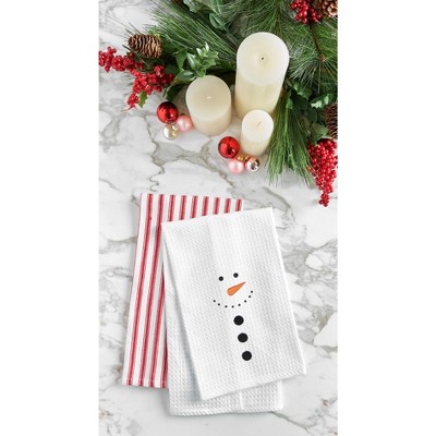 FULL Multi-color  CHRISTMAS SNOWMAN FACES Print Cotton Kitchen Towel 