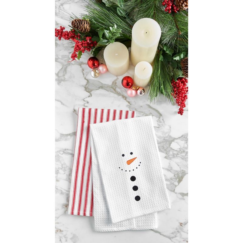 C&F Home Snowman Face Waffle Weave Cotton Kitchen Towel, 2 of 6