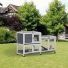 LAOTIES 57" Wooden Rabbit Hutch,2 Story Indoor Bunny Cage with Wheels,No Leak Tray And Openable Top - 2 of 4