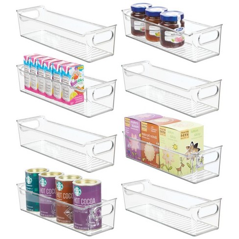 mDesign Slim Plastic Kitchen Storage Container Bin with Handles, 8 Pack -  Clear
