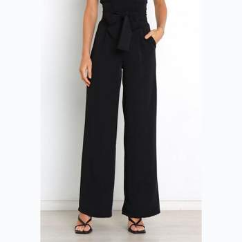 Women's Mid-rise Slim Straight Fit Side Split Trousers - A New Day™ Black 2  : Target