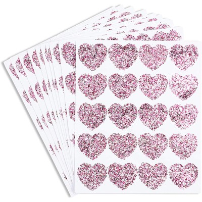 Gold Glitter Heart Sticker Sheets for Valentines Day 250 Pack Wedding Invitations 
