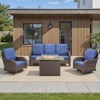 Buenhomino Outdoor Patio Furniture with Fire Pit Table Outdoor Conversation Set PE Wicker Patio Couch Swivel Glider Chairs for Garden,Lawn,Deck - 2 of 4