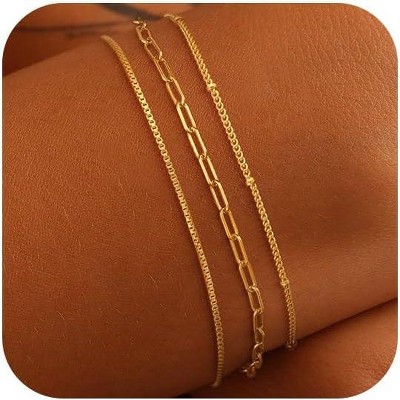Gold Bracelets for Women Non Tarnish, 14K Gold Plated Chunky Cuff Bracelet Gold Bangles Bracelet for Women Trendy