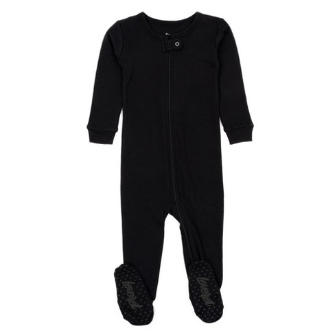 Leveret Footed Cotton Pajamas Solid Black 3-6 Month : Target