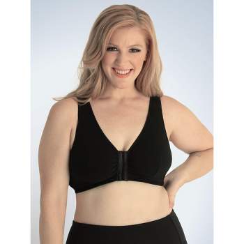 Leading Lady The Meryl - Cotton Front-closure Comfort & Sleep Bra In Black,  Size: 50f/g/h : Target