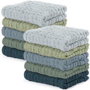 Baby Washcloths Muslin Cotton, Large 10”x10” by Comfy Cubs - 1 of 4