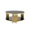 Small Steel Round Coffee Table with Double-Layer Glass - 3 of 4