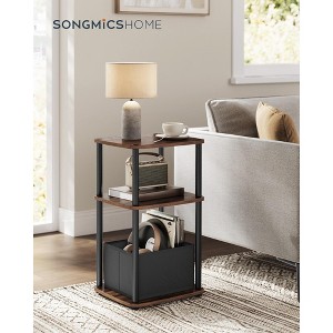 3-Tier End Table with Fabric Basket, Steel Frame Nightstand, Toolless Assembly Storage Side Table for Bedroom, Living Room, Modern Design - 1 of 4