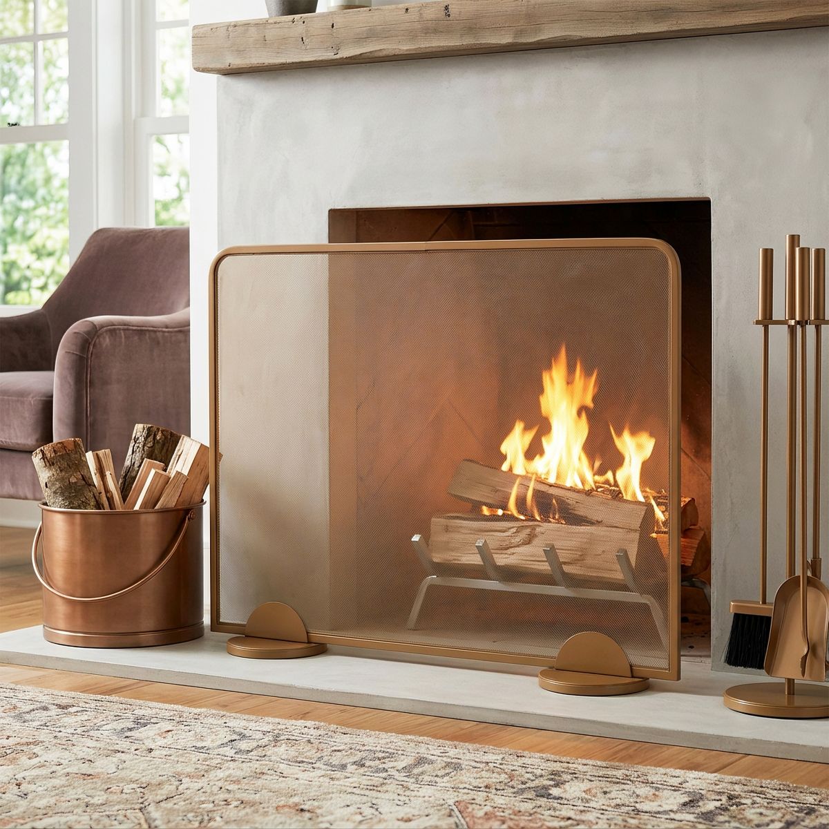 Christopher Knight Home Evin Modern Freestanding Single‑Panel Iron Fireplace Screen - thumbnail 10
