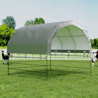 FUFU&GAGA Gray Livestock Shade Canopy Patio Canopy Farm Pasture Shade Shelter - Weather - Resistant Livestock & Hay Storage Tent