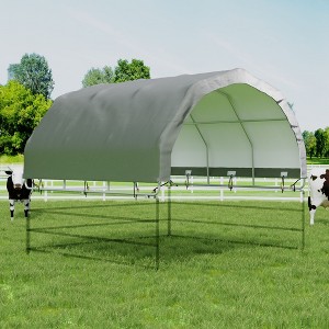 FUFU&GAGA Gray Livestock Shade Canopy Patio Canopy Farm Pasture Shade Shelter - Weather - Resistant Livestock & Hay Storage Tent - 1 of 4