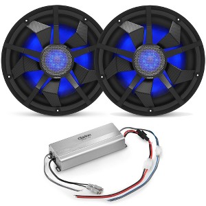 Clarion Marine Subwoofer Amplifier Bundle - Two 12" CM3013WL LED Sub Woofers and XC2110 Amplifier - 1 of 4