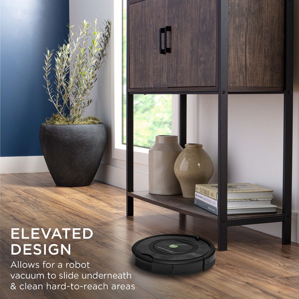 Best Choice Products Storage Bookshelf for Living Room, Walkway w/ Enclosed Cabinet, Elevated Design - Dark Walnut - thumbnail 3