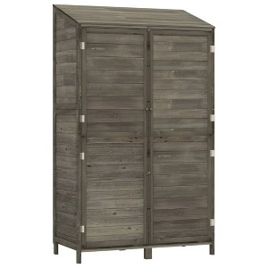 vidaXL Garden Shed in Anthracite, Solid Fir Wood - 40.2"x20.5"x68.7", Easy Assembly, Ample Storage Space, Ideal for Backyard and Lawn - 1 of 4