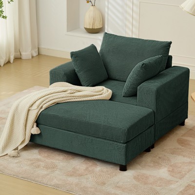 Mjkone Modern Extra-Large Corduroy Upholstered Modular Sectional Sofa Set,Deep Seat Sleeper Chair Indoor with Ottoman