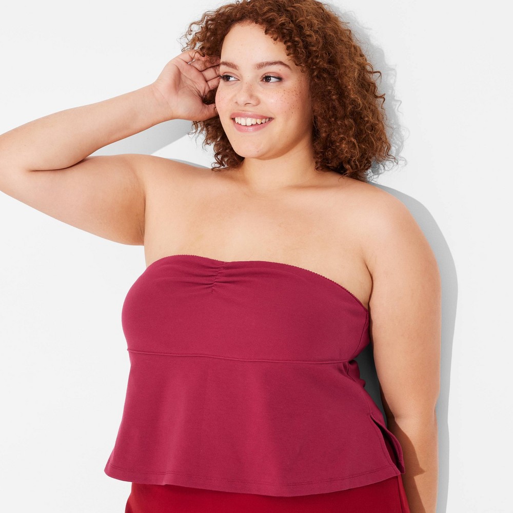 Women's Game Day Ribbed Tube Top - Wild Fable™ Maroon 1X