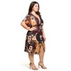 24seven Comfort Apparel Short Sleeve Knot Front Midi Dress in Brown Multi Paisley Print - 2 of 3