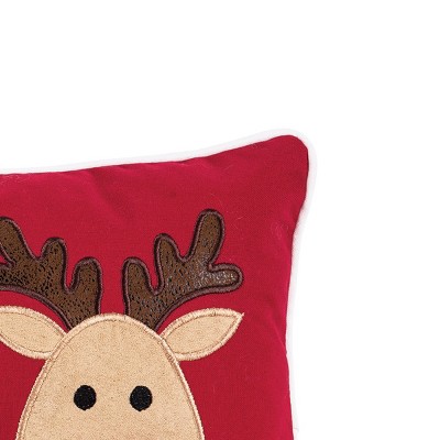 Reindeer Games Applique Christmas Holiday Throw Pillow