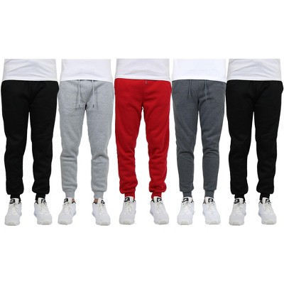 Galaxy By Harvic Men's Slim  Fit Fleece Jogger Sweatpants-5 Pack