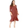 Agnes Orinda Women's Plus Size Cocktail V-neck Wrap Ruffled Midi Bodycon Dresses - 2 of 4