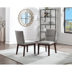 Padded Side Chair (Set of 2) with Upholstered Camel Linen Fabric ¨C Hardwood Construction for Living Room - 1 of 4