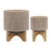 Okak Ceramic Plant Pot with Wooden Stand Elevated Flower Planter for Herbs, Vegetables, Fruits, Indoor/Outdoor, 2 Pack/1 Pack,10 Options - 2 of 4