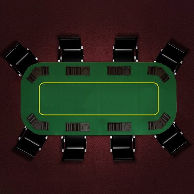 Green Oval 8-Player Folding Poker Table Topper with Chip Trays
