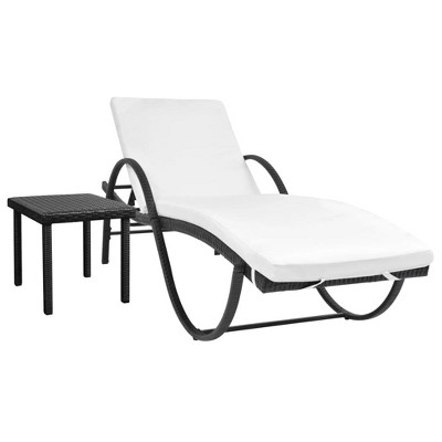 vidaXL Sun Lounger Set of 3 Black Powder-coated steel frame, PE rattan