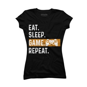 Junior's Design By Humans Eat Sleep Game Repeat By MeowShop T-Shirt - 1 of 2