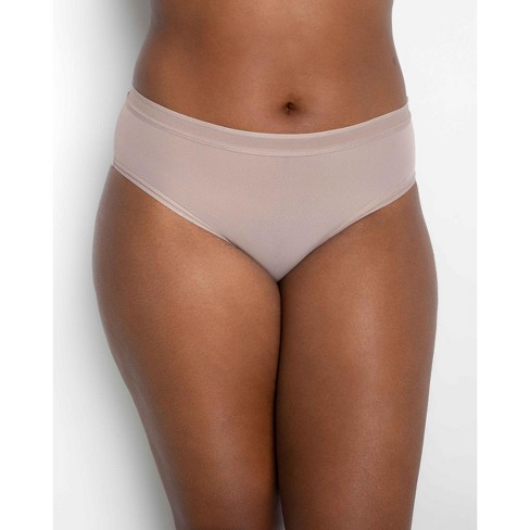 Curvy Couture Women's Sheer Mesh High Cut Thong Bark 3x : Target