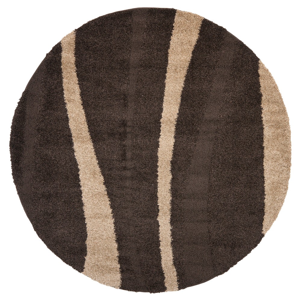 Dark Brown/Beige Abstract Tufted Round Accent Rug - (4' Round) - Safavieh