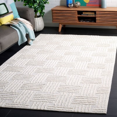 Gray Handmade Tufted Wool Rectangular 6' x 9' Area Rug