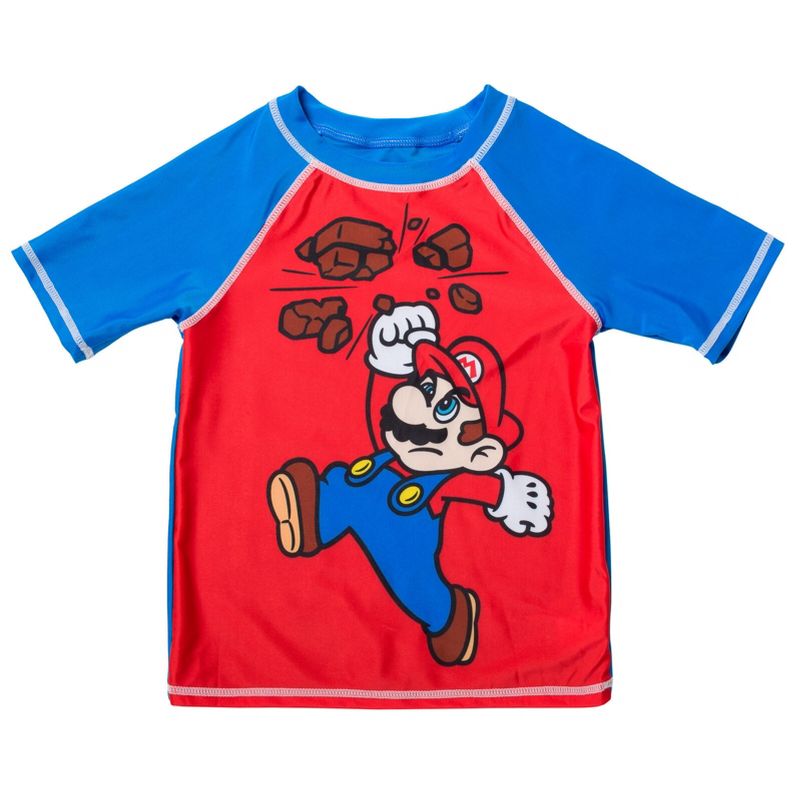 SUPER MARIO Nintendo Mario Rash Guard Swim Shirt Toddler, 1 of 8