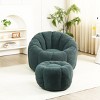 Bouclé Bean Bag Chair with Ottoman, Cozy Foam-Filled Lounge Chair for Adults, Upholstered Teddy Fabric Fuzzy Beanbag Chairs– Cuddlewood - 2 of 4