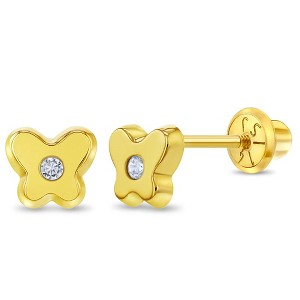 Girls' CZ Butterfly Screw Back 14k Gold Earrings - In Season Jewelry - 1 of 4