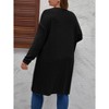 Coolmee Women Plus Size Front Open V Neck Long Sleeve Striped Knit Brushed Loose T-shirt Coat - 3 of 4