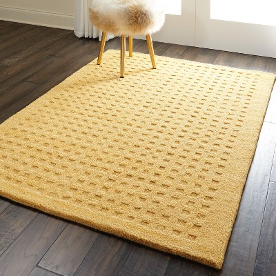 Handmade Gold Rectangular Wool Area Rug 45" x 7"
