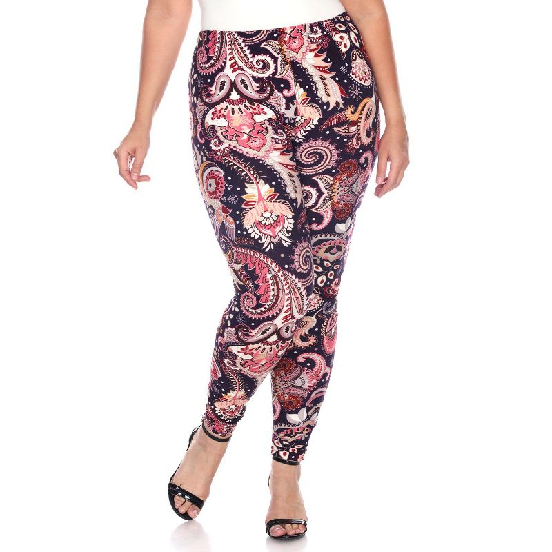 Women's Plus Size Printed Leggings - One Size Fits Most Plus - White Mark, 2 of 4