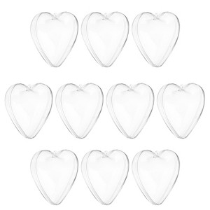 Unique Bargains Durable Clear Heart-Shaped DIY Craft Hanging Plastic Balls 10 Pcs - 1 of 4
