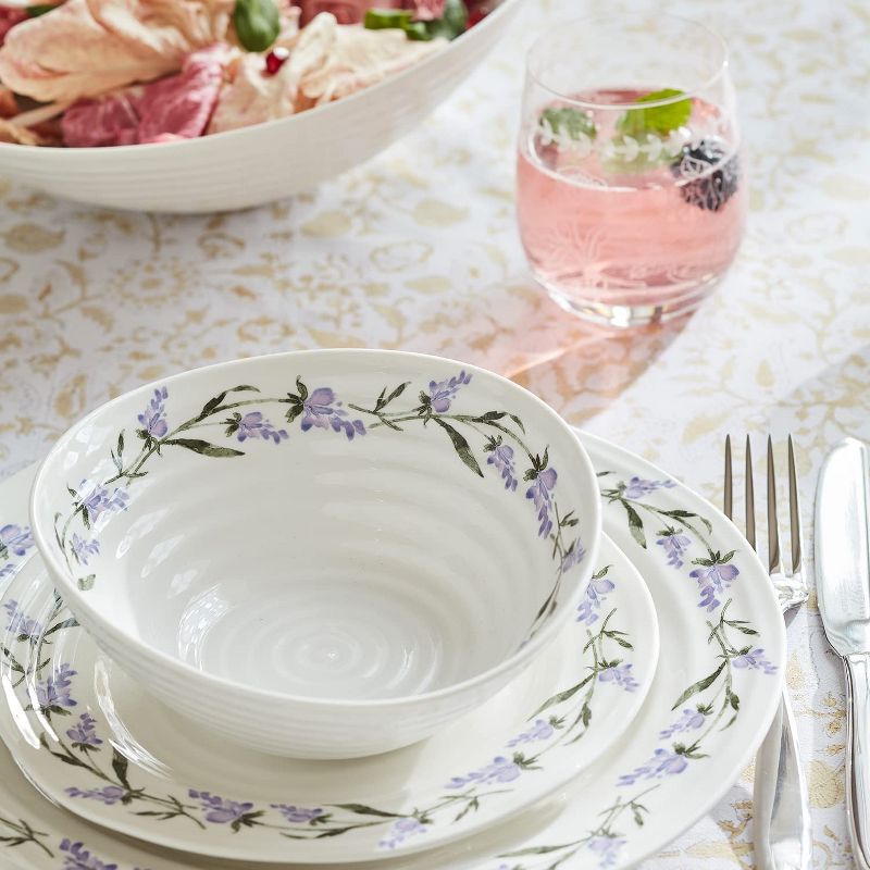 Portmeirion Sophie Conran Lavandula 11-Inch Porcelain Dinner Plates, Set of 4, Lavender Sprig Border Design, Microwave and Dishwasher Safe, 3 of 8
