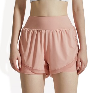 Anna-Kaci Active Women's High Waist Layered Athletic Shorts with Mesh Lining and Side Pockets - 1 of 4