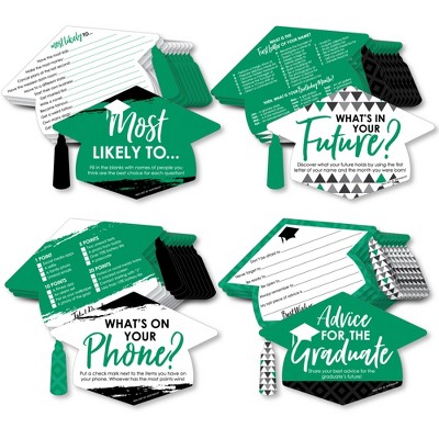 Big Dot of Happiness Green Grad - Best is Yet to Come - 4 Graduation Party Games - 10 Cards Each - Gamerific Bundle