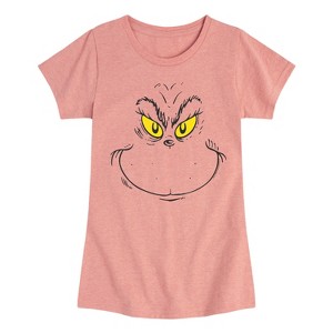 Girls' - Dr. Seuss - Grinch Face Fitted Short Sleeve Graphic T-Shirt - 1 of 4