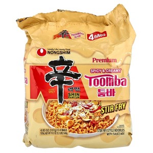 Nongshim Premium Shin Ramyun, Toomba, Spicy & Creamy, 4 Bags, 4.83 oz (137 g) Each - 1 of 3
