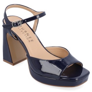 Journee Collection Womens Ziarre Patent Vegan Leather Ankle Strap Platform Sandals - 1 of 4