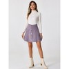 INSPIRE CHIC Women's Faux Suede Button Front A-Line High Waisted Mini Short Skirt - 3 of 4